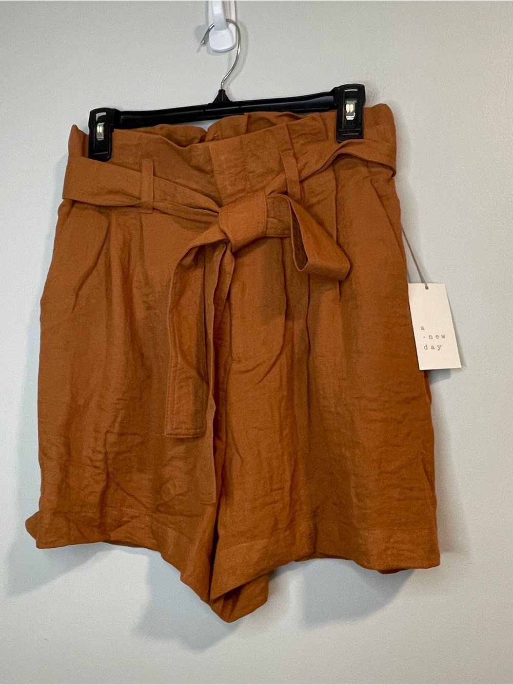 a new day Rust High-Waist Paperbag Tie Shorts